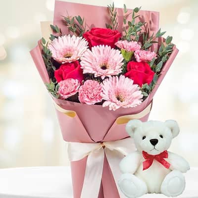 Gerbera and teddy