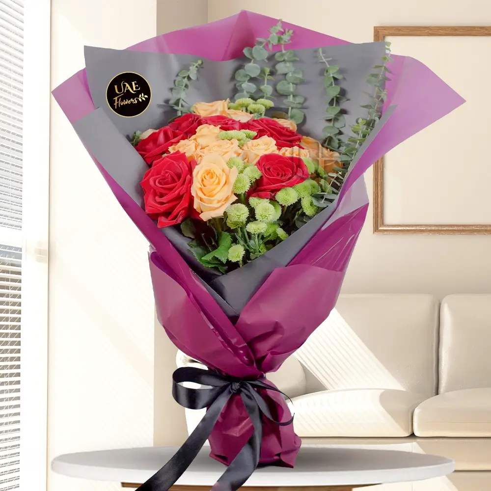 Peach and Red Roses