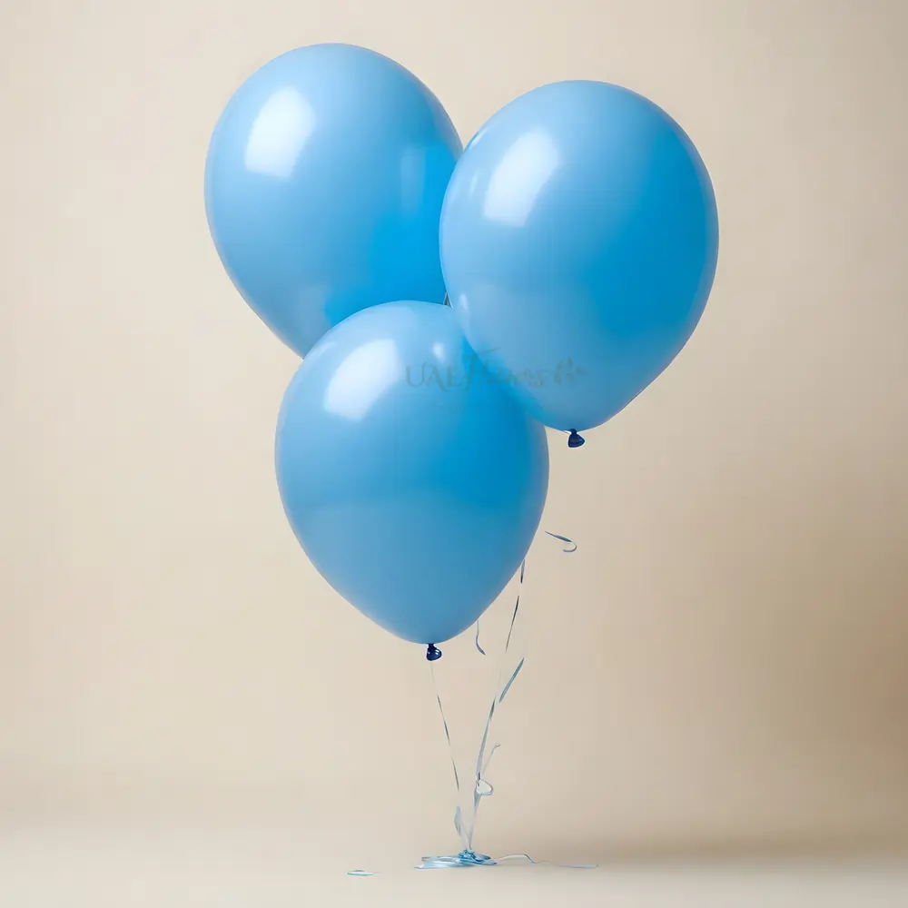 set of 3 blue latex balloons