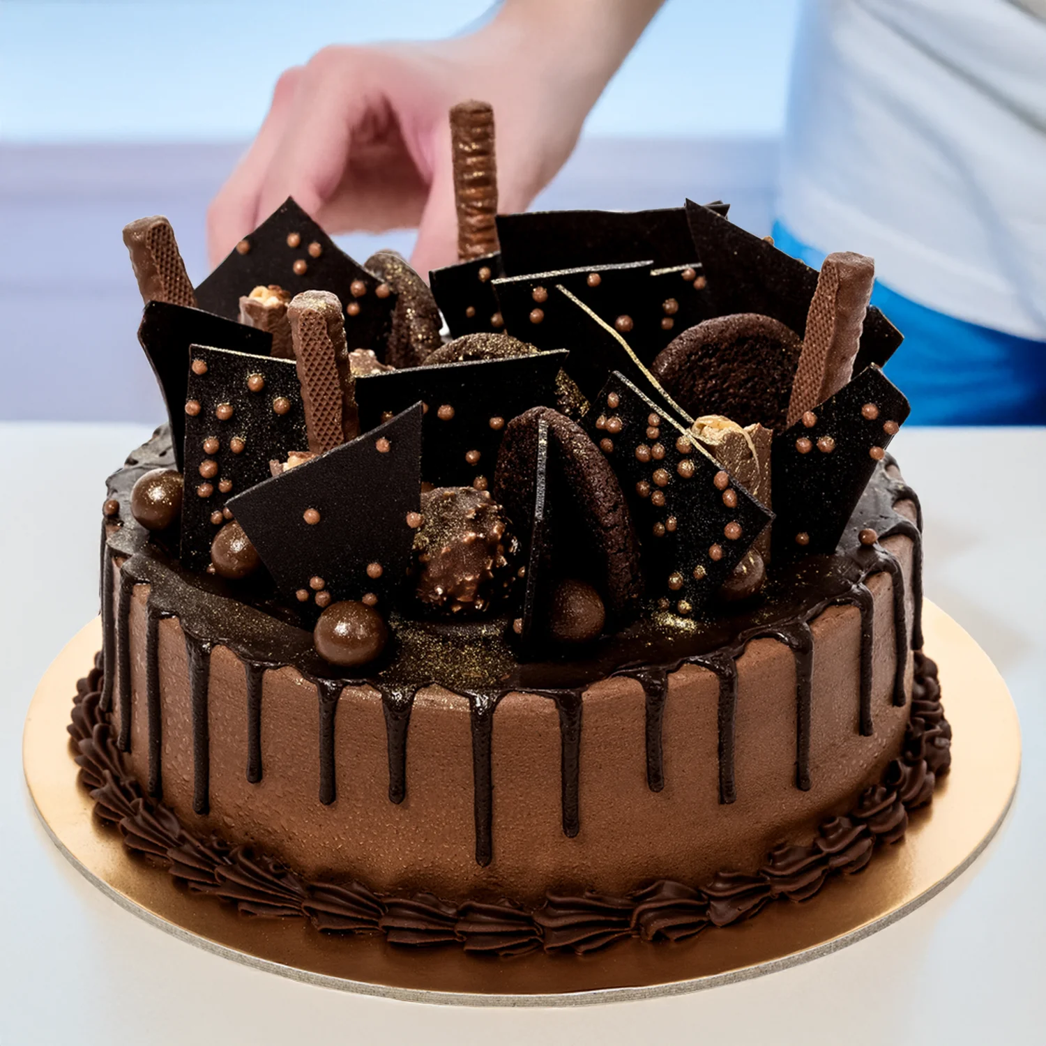 1.2 kg chocolate explosion cake with rich sponge, velvety ganache, and assorted chocolates