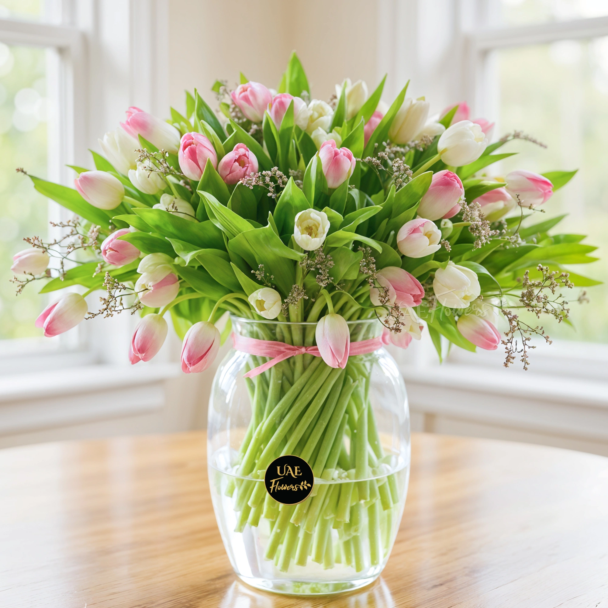Pink & White Tulip Vase Arrangement