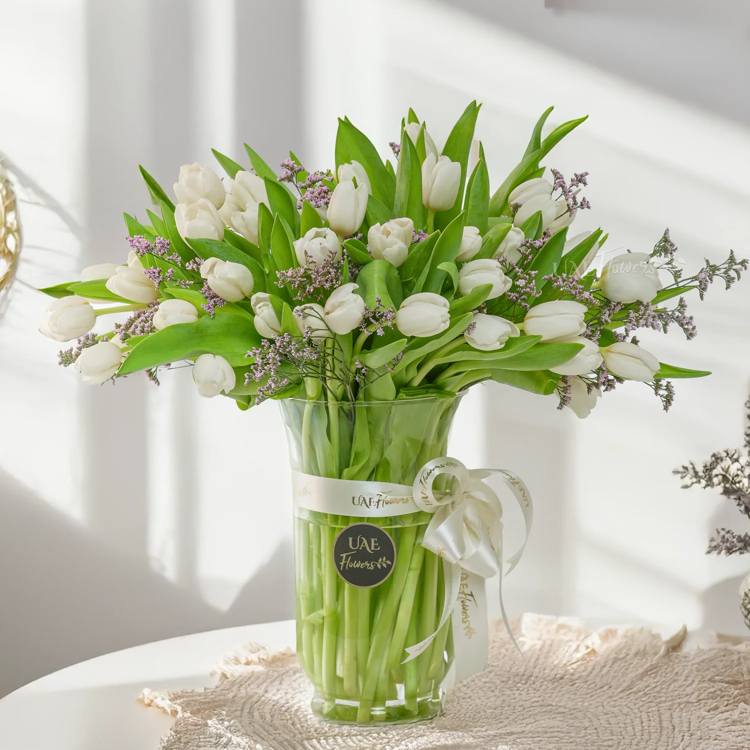 White Tulip Vase Arrangement